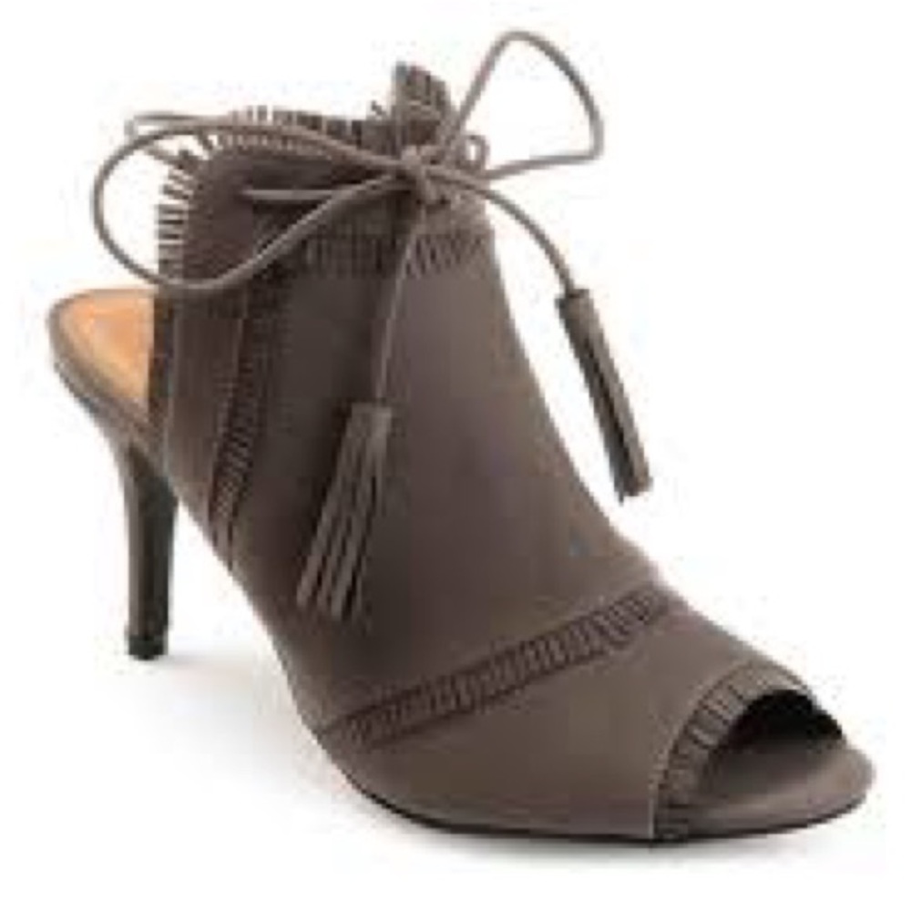 J G 9 Haven Peeptoe Fringe Western Tie Up Festival Booties